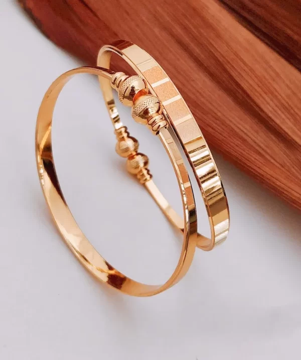 Gloss Line Rose Gold Kada with Sleek Polished Dual Band Design – Royal Reflection DS