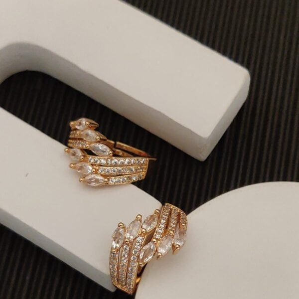 Marquise Sparkle Glide Ring with Triple Rows in Rose Gold Finish – Royal Reflection DS