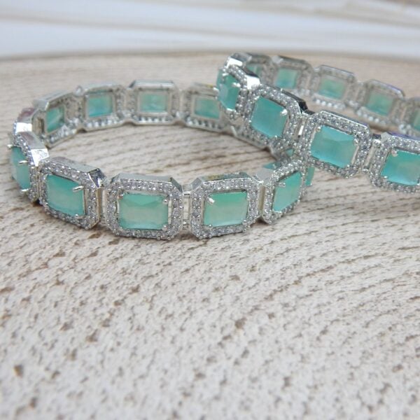Regalia Silver Bangles with Mint Green Gemstones – Royal Reflection DS
