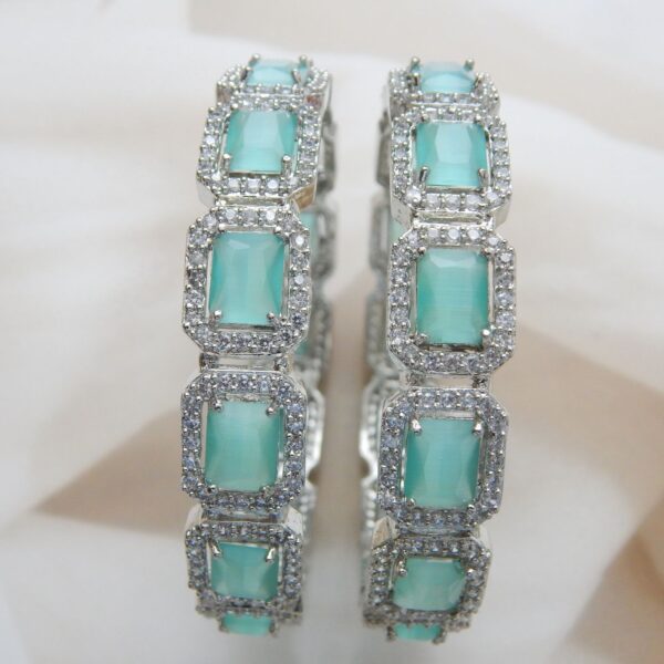 Regalia Silver Bangles with Mint Green Gemstones – Royal Reflection DS
