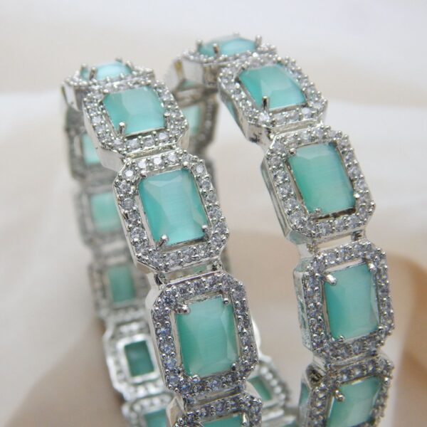 Regalia Silver Bangles with Mint Green Gemstones – Royal Reflection DS