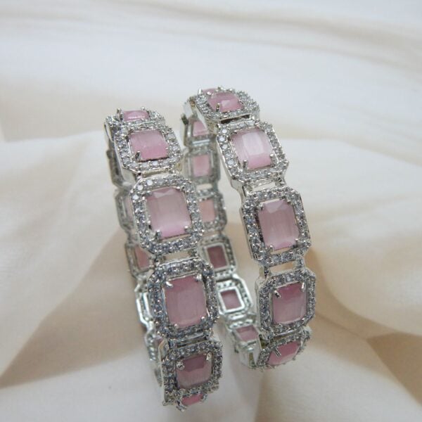 Regalia Silver Bangles with Blush Pink Gemstones – Royal Reflection DS