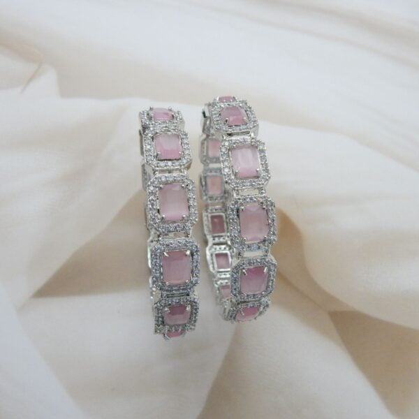 Navratri Purple Jewellery - Royal Reflection DS Regalia Silver Bangles with Blush Pink Gemstones – Royal Reflection DS