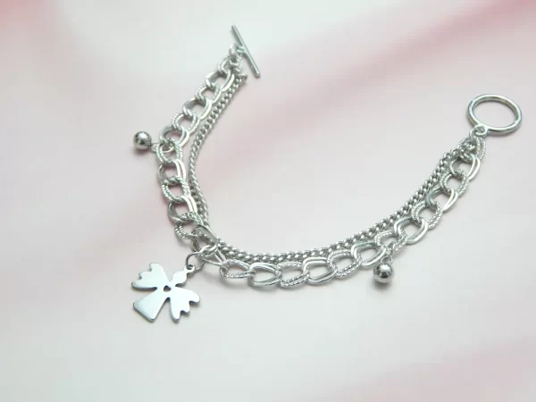 Silver chain bracelet with angel charm for meaningful everyday wear