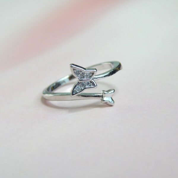 Silver Butterfly Open Wrap Ring with Sparkling Wing Detail – Royal Reflection DS
