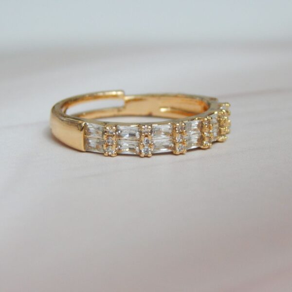 Stacked Diamond Look Adjustable Gold-Tone Ring with Clear Crystals – Royal Reflection DS