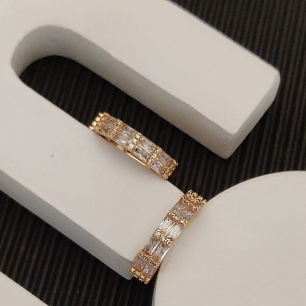 Stacked Diamond Look Adjustable Gold-Tone Ring with Clear Crystals – Royal Reflection DS