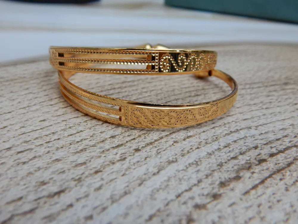 Threadline Multi-Strand Gold-Plated Kada with Engraved Texture and Beaded Accents – Royal Reflection DS