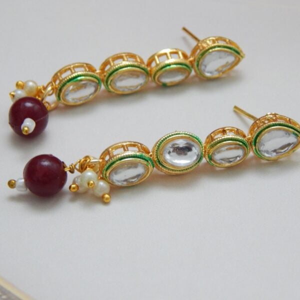 Navratri Red Jewellery - Royal Reflection DS earrings from a traditional Indian Kundan Polki necklace
