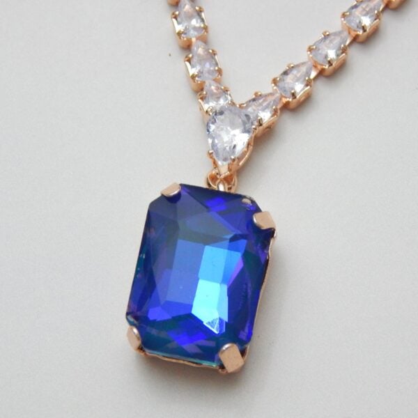 Navratri Royal Blue Jewellery - Royal Reflection DS Aurora Spark Pendant Set with Earrings – Blue – Royal Reflection DS
