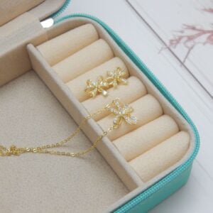Bow Indulgence Pendant Set – Gold Finish with Matching Earrings – Royal Reflection DS