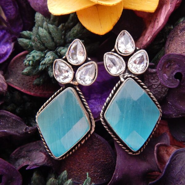 Cat’s Eye Boho Drop Earrings in Turquoise — Royal Reflection DS