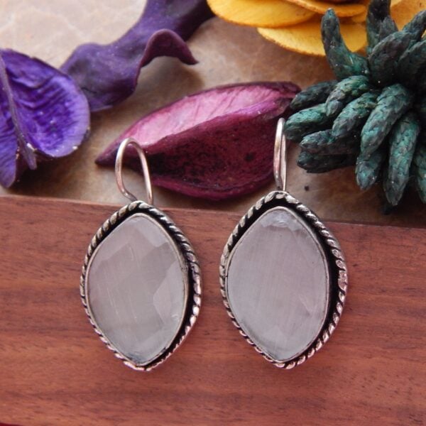 Navratri Grey Jewellery - Royal Reflection DS Cat’s Eye Teardrop Earrings in Grey — Royal Reflection DS
