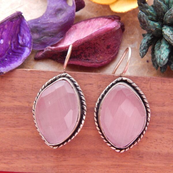 Cat’s Eye Teardrop Earrings in Blush Pink — Royal Reflection DS