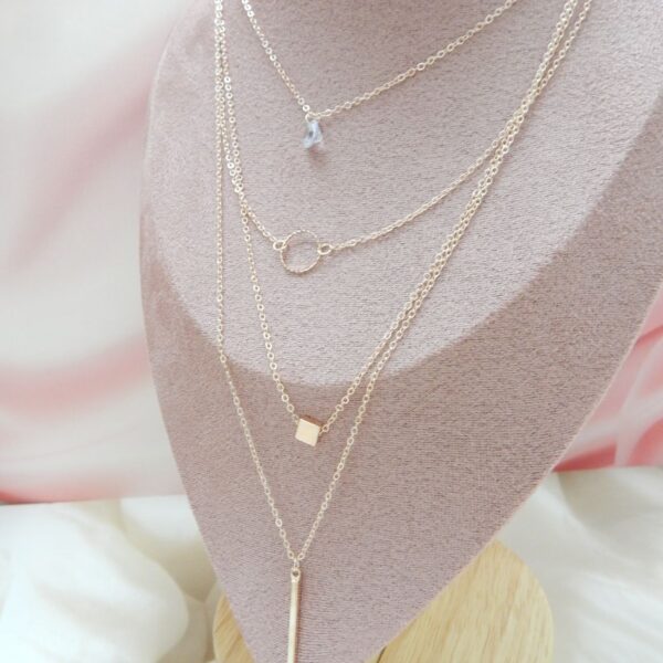 Celeste Layered Gold Necklace with Minimalist Geometric Charms – Royal Reflection DS