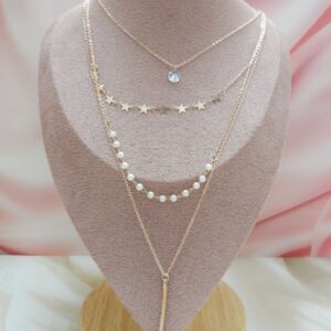 Celeste Layered Gold Necklace with Star and Pearl Charms – Royal Reflection DS`