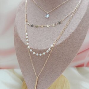 Celeste Layered Gold Necklace with Star and Pearl Charms – Royal Reflection DS