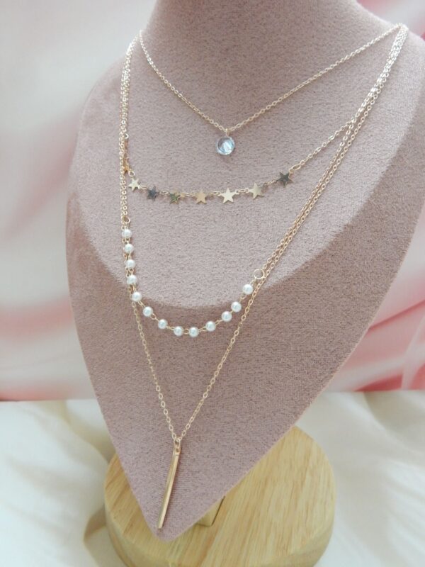 Celeste Layered Gold Necklace with Star and Pearl Charms – Royal Reflection DS