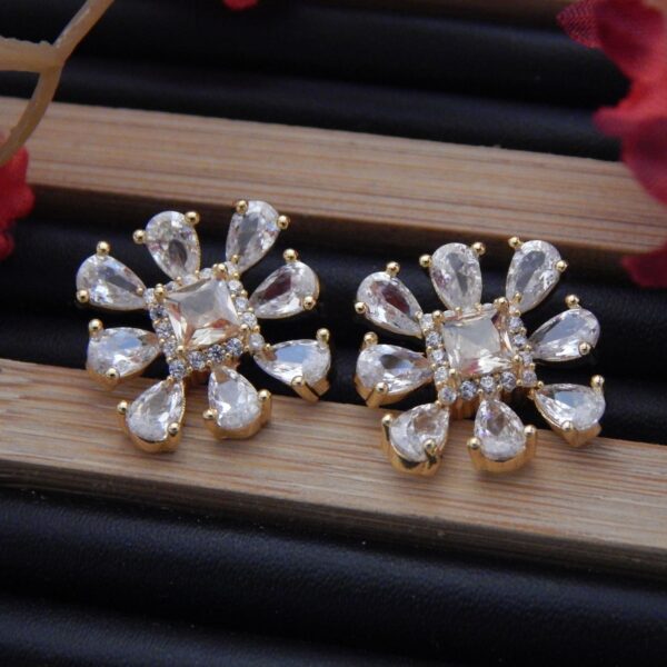 Crystal Bloom Gold-Plated Floral Tops with Pear-Cut CZ Stones – Royal Reflection DS
