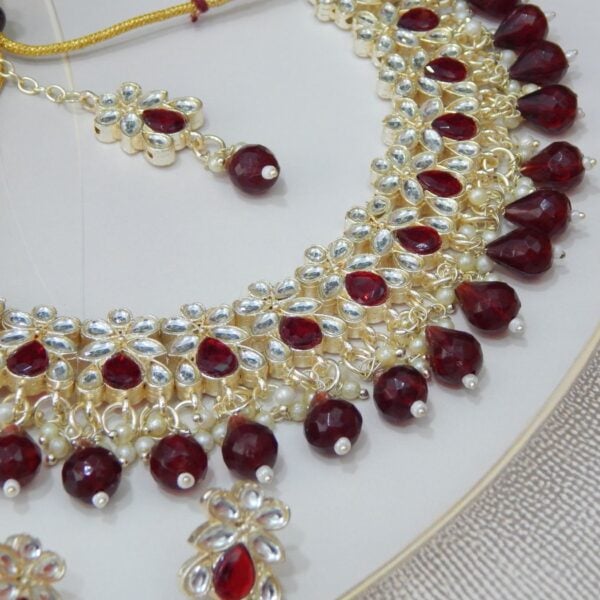 Navratri Red Jewellery - Royal Reflection DS Divya Set maroon zoom - Royal Reflection DS