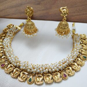 Ethnic Necklace Set Featuring Elephant Design and Pearls – Royal Reflection DS