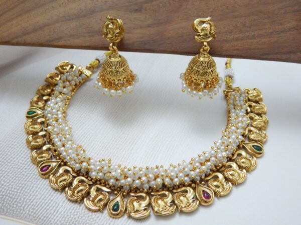 Ethnic Necklace Set Featuring Elephant Design and Pearls – Royal Reflection DS