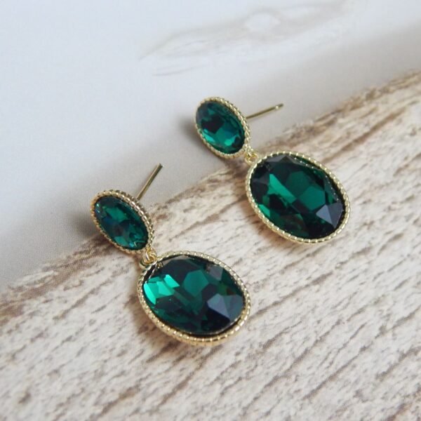 Emerald Glow Gold-Plated Green Crystal Dangler Earrings – Royal Reflection DS