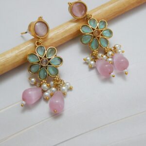 Floral Dream Necklace Set with Pink Beads and Pearl Tassels – Royal Reflection DS