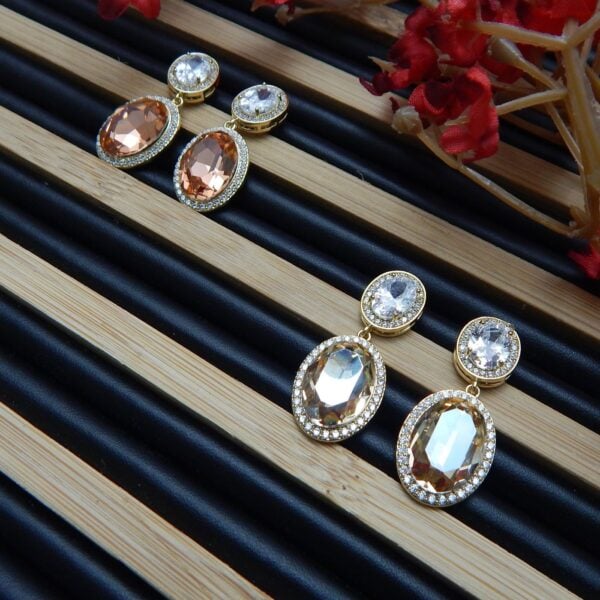 Glitter Oval Drop Danglers with CZ Border – Royal Reflection DS