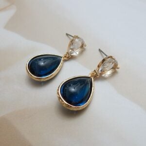 Gloss Double Teardrop Earrings — navy blue