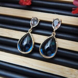 Gloss Double Teardrop Earrings — navy blue