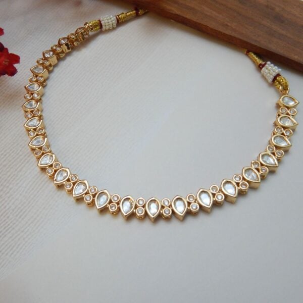 Navratri White Jewellery - Royal Reflection DS Kashvi Kairi Set- white necklace only