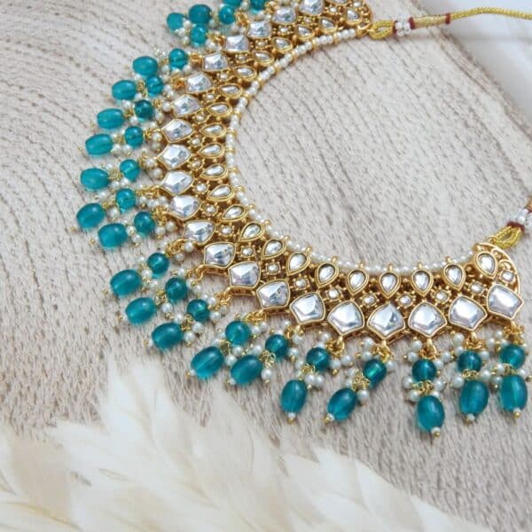 Navratri Peacock Green Jewellery - Royal Reflection DS Kundan Royal Set-peacock neck only