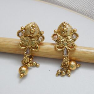 Antique Finish Lakshmi Temple Gold Necklace with Matching Earrings – Royal Reflection DS