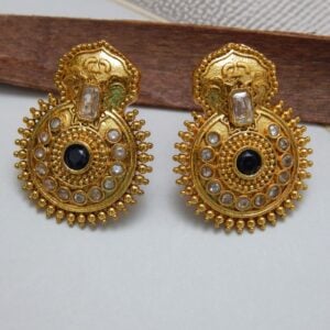 Antique gold lotus peacock pendant necklace with Green and blue gemstones - Royal Reflection DS