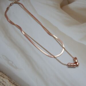 Lustre Link Rose Gold Necklace with Barrel Charms – Royal Reflection DS