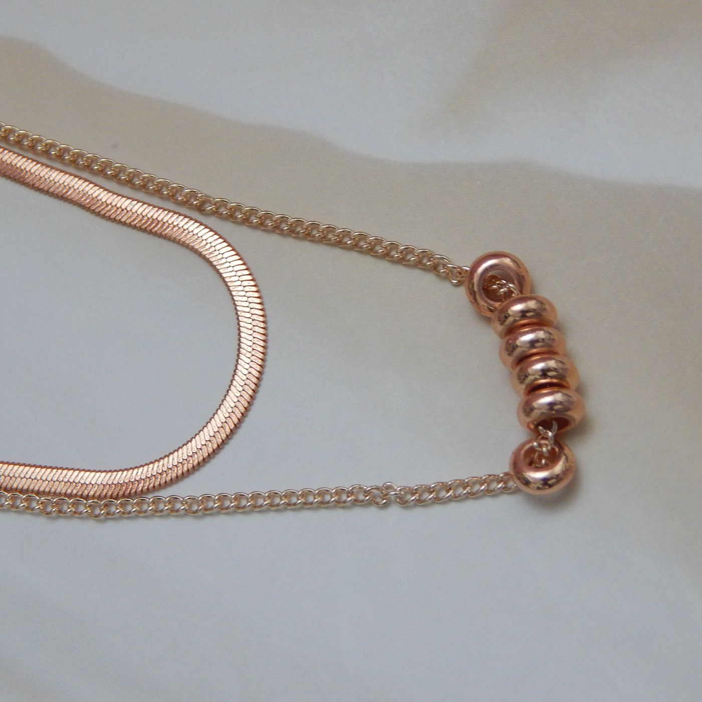Lustre Link Rose Gold Necklace with Round Charms – Royal Reflection DS