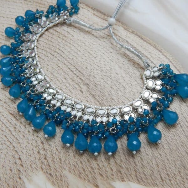 Nisha Mirror Choker blue necklace only