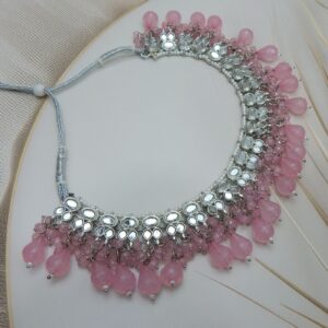 Nisha Mirror Choker pink necklace only