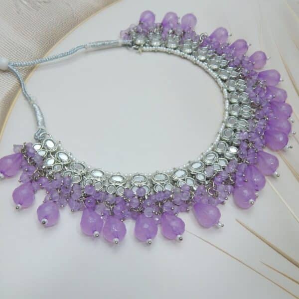 Nisha Mirror Choker purple necklace only