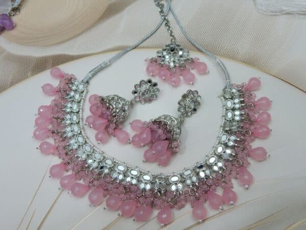 Nisha Mirror Choker pink
