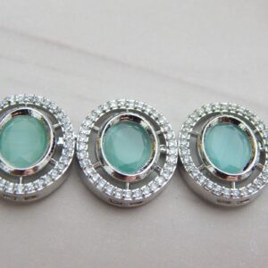 A designer choker necklace and earring set featuring a floral cluster design and a silver finish.