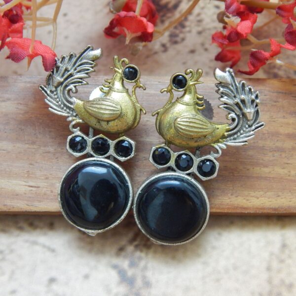 Peacock Drop Earrings in Black — Royal Reflection DS