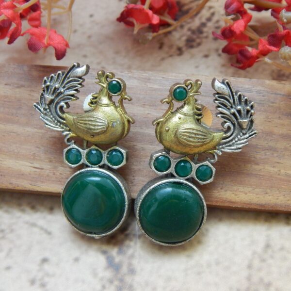 Peacock Drop Earrings in Green — Royal Reflection DS