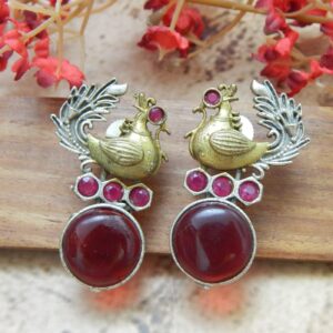Peacock Drop Earrings in Red — Royal Reflection DS