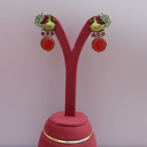 Peacock Drop Earrings in Red — Royal Reflection DS