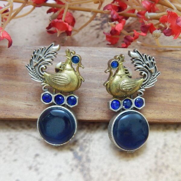 Navratri Royal Blue Jewellery - Royal Reflection DS Peacock Drop Earrings in Blue — Royal Reflection DS