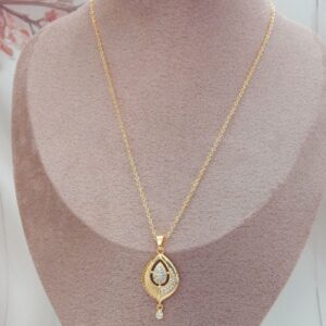 Radiant Leaf Gold-Plated Pendant with Matching Earrings – Royal Reflection DS