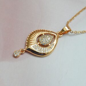 Radiant Leaf Gold-Plated Pendant with Matching Earrings – Royal Reflection DS