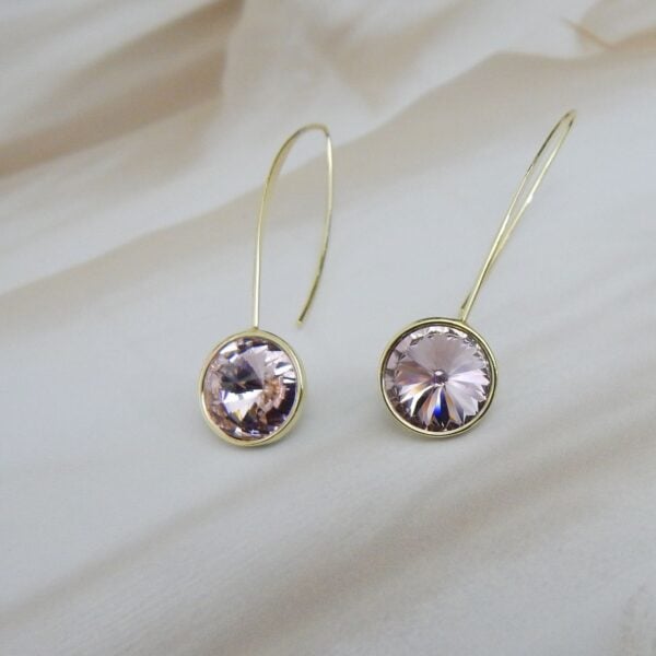 Radiant Solitaire Crystal Danglers in Lavender Stone with Gold Finish – Royal Reflection DS